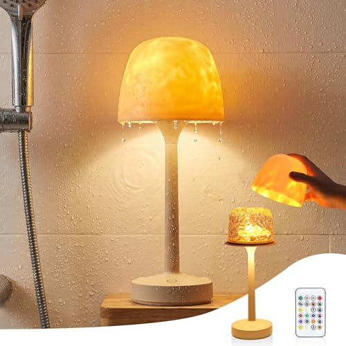 WRYBV 16 Colors Shower Lamp Waterproof, 12.6in Cordless Rechargeable Ocean Wave Lamp, Spa-Like Shower Light with Projector & Remote Control for Inside Shower/Bathtub