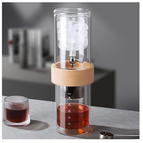 Cold Brew Torre de Goteo Cafetera, Cafetera de goteo con gotero de velocidad ajustable, cafetera de goteo de vidrio reutilizable de 600 ml for café frío, for el hogar y la oficina, prepara de 2 a 4 ta