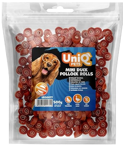UniQ Pets Hundeleckerli glutenfrei mit Ente weiche 500g Hundesnacks für kleine Hunde große Welpen Trainingsleckerli kalorienarme Leckerli Hund Leckerlis Kaustangen