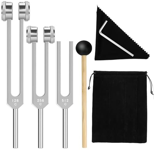 LATRAT Stimmgabel zur Heilung (128 Hz, 256 Hz, 512 Hz), medizinisches Stimmgabel mit Körpergewicht, für Chakra-Therapie, Klangtherapie, Stressabbau