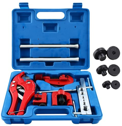FreeTec Bördelgerät Bremsleitung Bördelwerkzeug Klimaanlage, 3-42mm PVC Rohrabschneider Kupferrohrschneider, 6-12mm Federrohrbieger Kupferrohrschneider für Auto Bremsleitungen Reparatur,15 TLG