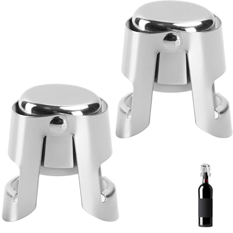 2 Pcs Champagne Stoppers,Champagne Stopper with Stainless Steel,Reusable Bottles Cork Saver Sealer,for Wine Champagne Beer Collection,Sparkling Wine Bottles,Preserve Freshness and Bubbles