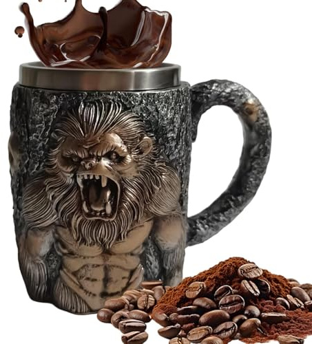 Genérico Tazas De Café Para Hombres,400ml Resina Mono Furioso Decoración Para El Hogar | Taza de Café de Acero Inoxidable | Para Clima Frío Picnic Aire Libre Senderismo Camping Fiesta Whisky Hogar