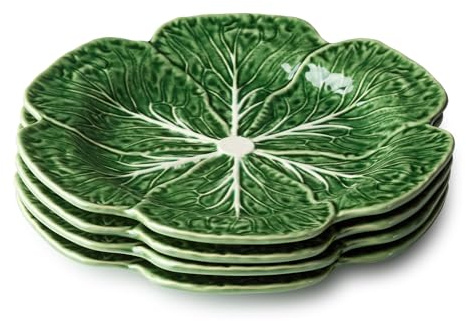 Le Jardin Cabbage 3D DINNER PLATES, SET OF FOUR -11 Sculpted Green Stoneware Leaf Plates – Seasonal Garden-Inspired Tableware for Spring & Summer Dining and Entertaining