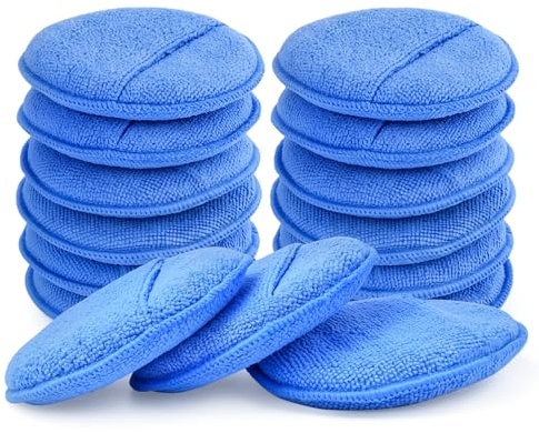SZTCECDM Microfiber Wax Applicator Pads, Car Wax Applicator with Finger Pocket, Buffing & Detail Polishing Foam Pads for Car Cleaning and Fine Polishing (5 inch, 12 Pack)