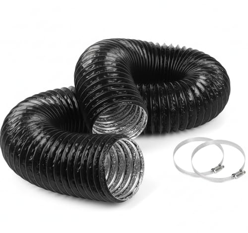 Xinjiayi 5 Inch 125mm Ducting Length 1.5m PVC Aluminium Flexible | Tumble Dryer Vent Hose, Tumble Dryer Hose, for Hydroponics Extractor Fan Cooker Hood, Bathroom With Clamps