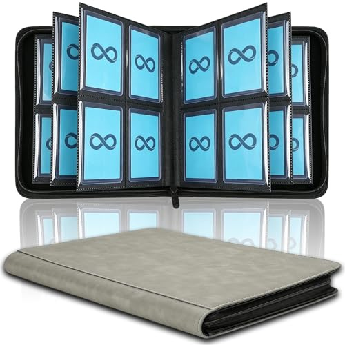 Toploader Sammelkarten Album für 112 Karten,4 Fächer Toploader Binder,Premium Sammelalbum für 3 x 4,Top Loader Binder Sammelalbum für MTG-Karten,TCG & Sportkarten (Grau)