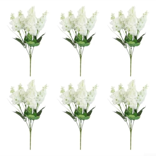Fiori di lavanda artificiali, fiori di seta di giacinto per decorazione del terreno, fiori finti per aiuole, giardinaggio, centro commerciale (bianco)