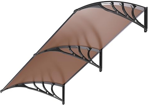 VIVOHOME Polycarbonate Window Door Awning Canopy Brown with Black Bracket 40 Inch x 80 Inch