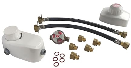 SOMATHERM FOR YOU, Ensemble détendeur 1,3 Kg/h avec inverseur et lyres pour 2 bouteilles de propane, kit de raccordement sécurisé pour alimentation gaz, indicateur de réserve