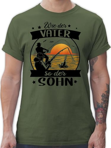 T-Shirt Herren - Angler Geschenke & Zubehör - Wie der Vater so der Sohn - Angeln - schwarz/orange - S - Army Grün - Tshirt angelshirts Angel söhne Shirt angelbekleidung angelshirt Fischerei