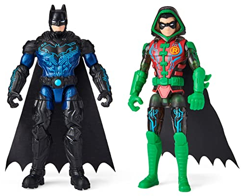 DC Comics Batman 4-inch Bat-Tech Batman and Robin Action Figures with 6 Mystery Accessories, for Kids Aged 3 and up