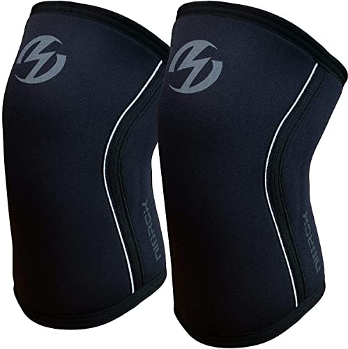 Nisrok Knee Sleeves (1 Pair), 7mm Neoprene Compression Knee Braces, Great Support for Cross Training, Weightlifting, Powerlifting, Squats, Basketball and More (Black, Small)