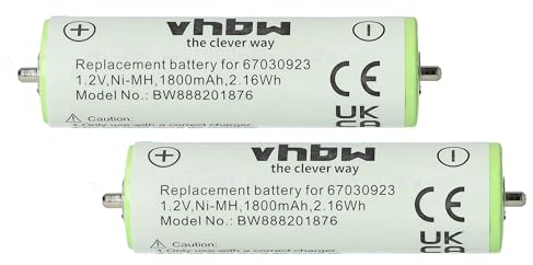 vhbw 2X Akku kompatibel mit Braun Series 1, Series 3, SmartControl Rasierer Haarschneider (1800mAh, 1,2V, NiMH)