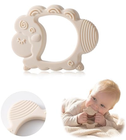 Moonkie Bitring för Spädbarn | Tandleksak för Baby | Silikon Bitringar för Nyfödda | Lätt att Greppa | BPA-fri | 3 Månader och Uppåt(Får Hudfärger)