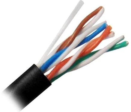 Nippon Labs CAT5E Outdoor Bulk Ethernet Cable, Direct Burial Solid Copper, CMX,24 AWG,UTP, PE Outdoor Jacket, UV Res,1000' Pull Box – Black