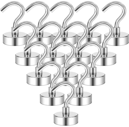 Grtard 15 Pack Magnetic Hooks for Cruise Cabins, 10kg+, Heavy Duty Magnet Hooks for Hanging, Strong Metal Magnetic Hangers for Ship,Garage,Campervan,Fridge,Van,Kitchen,Workplace,Ceiling