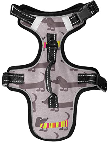 Naanle Dackel Hunde Hundegeschirr mit Leine Clips No Pull Weich Gepolstert Mesh Weste Haustier Geschirr Reflektierend Verstellbare Weste für Hund Katze