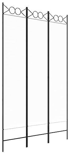 vidaXL Biombo Divisor de 3 Paneles Separador Decoración Habitación Dormitorio Oficina Pantalla Privacidad Pared Plegable de Tela Blanco