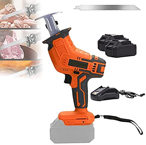 Sierra Huesos Carnicero, Sierra Electrica para Jamon Cortar Jamon, Carne Congelada, con Batería y Cuchilla, Cargador Rápido,Luz LED, para Cortar Huesos y Carne Congelada,2battery+1sawtooth