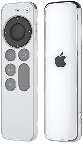Kawoco Remote Protective Case Compatible with Apple TV 4K / HD Siri Remote 3rd / 2nd Generation (2022/2021), Anti-Slip/Drop-Proof/Dust-Proof TPU Remote Controller Cover - Clear/Silver