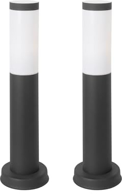 FORLIGHT Koral (2uds) Baliza Exterior para Jardín Resistente al Agua IP55. Poste de Luz para Sendero y Camino. Lámpara Bolardo de Acero Inoxidable Gris Urbano 23W. Farolillo Moderno Zonas de Paso