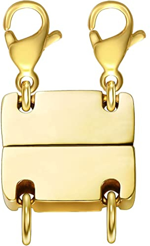 Kcctoo Necklace Layering Clasp Jewelry Separators Gold and Silver Magnetic Multiple Necklace Clasp for Women Layered Look (Necklace Clasp 2Gold)