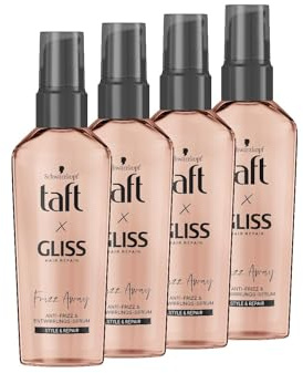 TAFT x Gliss Schwarzkopf Serum Frizz Away (4x 75 ml), Anti-Frizz Haarserum bietet bis zu 24 Stunden Frizz-Kontrolle, sorgt für antistatisches und entwirrtes Haar