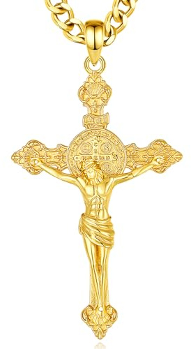 INFUSEU St. Christophorus/St. Michael/St. Benedikt/Heiliger Jude//Jungfrau Maria Medaille Jesus Kreuz 7 Erzengel Siegel 925 Sterling Silber Anhänger für Männer Frauen Heilige Religiöse Amulette