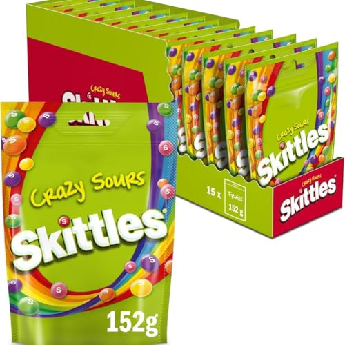 Skittles Caramelos Masticables Ácidos Sabores Frutas Pack 15 x 152g | Caramelos masticables con sabor a frutas -- pack ideal para compartir en fiestas