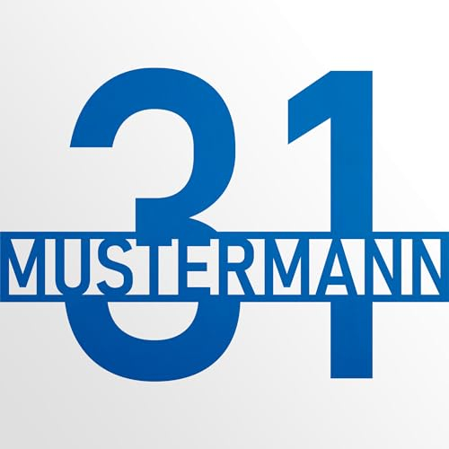 INDIGOS UG - Türschild - Schilder selbst gestalten - Aluverbundplatte - Hausnummer groß - blau - 110 cm - Wunschname - Namensschild - Schild personalisiert - Schild für Familie, Freunde, Geschenk