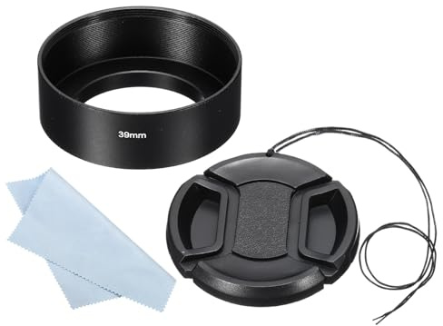 PATIKIL 39mm Paraluce, Superficie Opaca Standard Antiriflesso Interno con 52mm Tappo Obiettivo e Panno Pulizia per Obiettivo Fotocamera, Nero