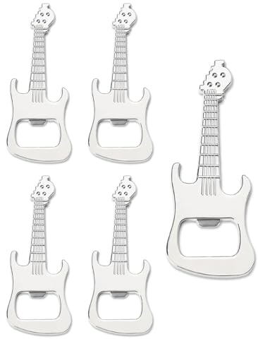 HSIXHAF 5 pcs Décapsuleur en Forme de Guitare, Amateurs de Musique, décapsuleur de bière, décapsuleur en métal, Cadeau pour Homme, Cadeaux des Membres du Groupe, ouvre-Bouteille de Bar