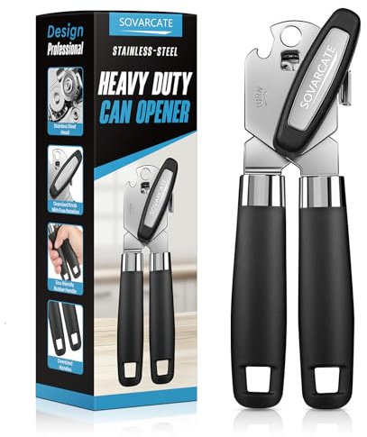 Abrelatas Manual Multifuncional abridor de latas Imán para Levantar Tapa [Mango Ergonómico Curvado] Utensilios Cocina Inoxidable, Mango Antideslizante, Amigable con la Artritis, Ideal para Mayores