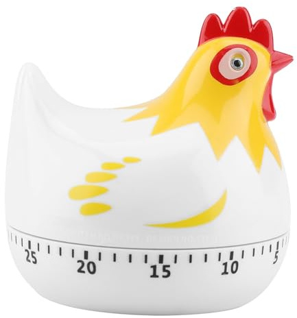 Chicken Pattern Kitchen Timer, Cute Chicken Shaped Countdown Reminder Mini Counters Timing Reminder Manual Egg Animal Timer for Cooking and Baking (White)