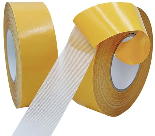 Cosswe 2 Rolls Teppichklebeband Doppelseitiges Doppelseitiges Klebeband Extra Stark Transparent Spurlos Klebeband für Teppich Foto Wand(3cm x 20m)