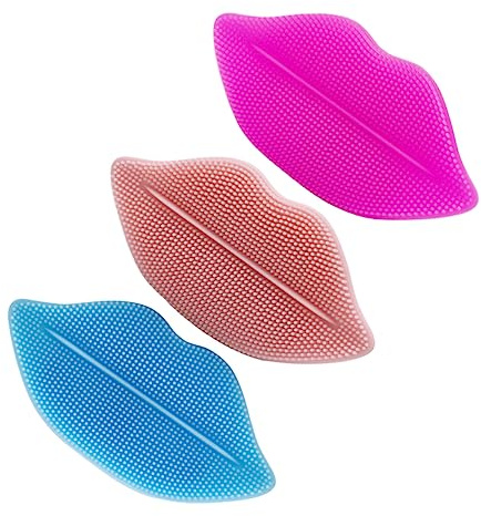 3 Stück Silikon Lippenform Gesichtsbürsten zur Reinigung | Peelingbürste, für Make Up Entfernung und Gesichtspflege, Handlich Zufällige Farbe