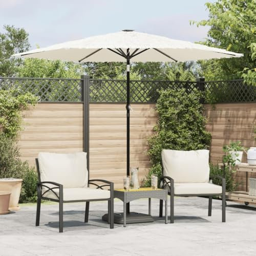 Tidyard Parasol de Jardin avec mât en Acier Blanc 268x268x226 cm Pare-Soleil Pliable, Parasol de Jardin pour Terrasse, Balcon, Plage, Piscine