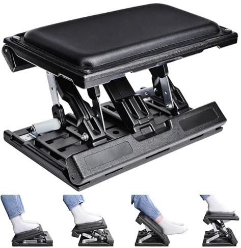 Scalebeard Fußstütze für unter dem Schreibtisch bei der Arbeit, höhenverstellbar, ergonomisch, faltbar, Fußstütze für Büro, Gaming, Computer, abnehmbare Unterlage, Schreibtisch-Fußhocker mit