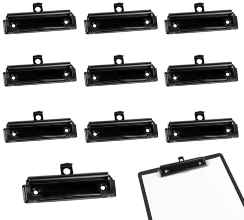 10 Stück Klemmbrett Klemme Montierbare, Metall Zwischenablage Klemmen Clips mit Loch zum Aufhängen für Büro Ordner Hartfaserplatten Klemmbrett [10MM]