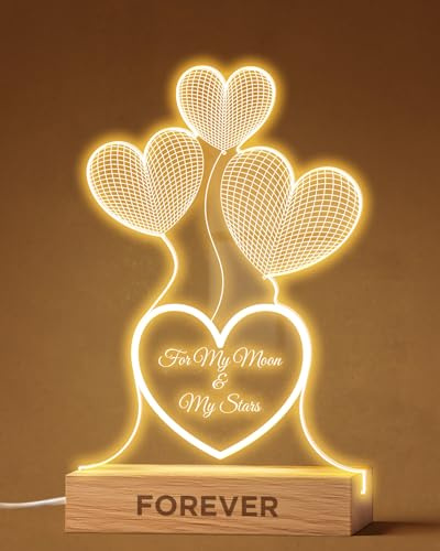 Panorama Personalisiert Lampe mit Foto und Text - Herzballons - 15x22 cm - Personalisierte Fotolampe LED - Geschenke für Männer, Frauen, Valentinstag oder Jahrestag - Deko Licht mit Bild