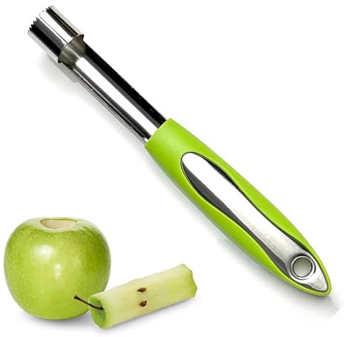 Vaciador de Manzana, Descorazonador de Manzanas,Corazones Manzana con Mango, Hoja Dentada de Acero Inoxidable, Saca Corazon Manzana, Apto para Hogar y Cocina(Verde)