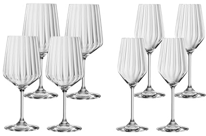 Spiegelau, LifeStyle 4459896 Lot de 8 verres à vin rouge (630 ml), 4 flûtes à champagne (310 ml), verres à vin et flûtes à champagne en cristal, passent au lave-vaisselle, transparents