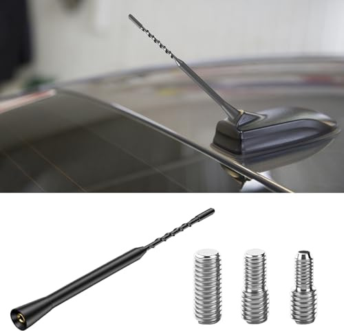 Car Radio Antenna, Amplified AM FM DAB Roof Car Aerial Mast, 23CM Mini Radio Aerial Antennas with Screws M4 M5 M6, Short Rubber Design, Universal Auto Antenna Replacement, OEM Quality (23CM)