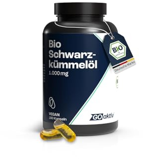 GOaktiv Bio Schwarzkümmelöl Kapseln – 1000 mg Schwarzkümmel aus Nigella Sativa pro Dosis – hochwertige Nahrungsergänzung zur täglichen Versorgung – vegan & naturbelassen – 180 Kapseln