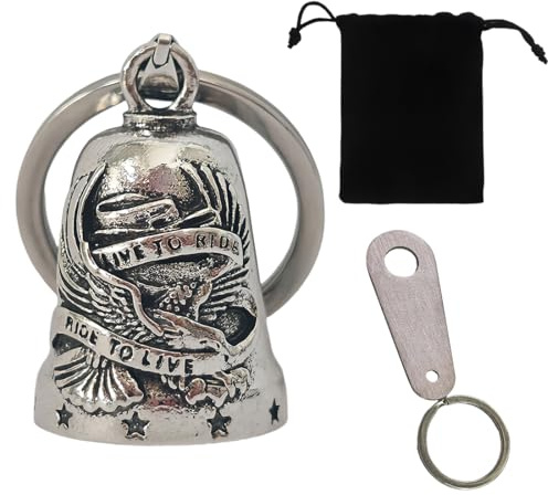 Guardian Bell Biker Bell, motorcykel klocka lyckobringare, rostfritt stål motorcykelklocka, skyddsklocka ängel ridklocka, motorcykelklocka nyckelring för välsignelse freden örn stil