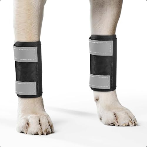 OHCOZZY Hundeschiene 2 Einheiten Vorderbein mit reflektierenden Riemen, Hund Handgelenkstütze gegen Lecken, Hundebandagen für Wickel Wunde Verletzung und Verstauchung Heilung,L