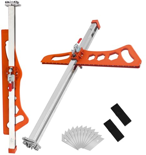 Drywall Cutting Tool, Foldable Drywall Cutter, Fit 1/4 3/8 1/2 Plasterboard, 1.5 to 60cm Dual-Scale Gypsum Board Cutter with 10pcs trapezoidal blades