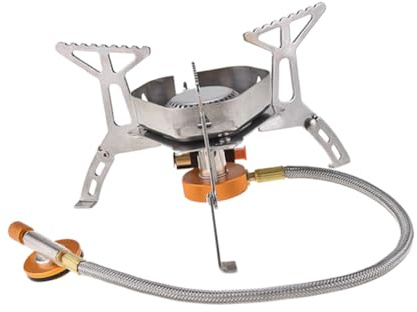 SOPOTUTU Réchaud Camping Pare Vent Pliant avec Allumage Électronique Cuisinière Gaz Portable Alliage pour Barbecue et Cuisson Plein Air