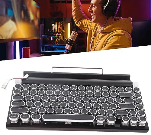 ZenithAur 83 Keys Wireless Gaming Keyboard, Retro Typewriter Mechanical Keyboard with Vintage Design, RGB Light for Desktop PC, Laptop, Phone (Black)